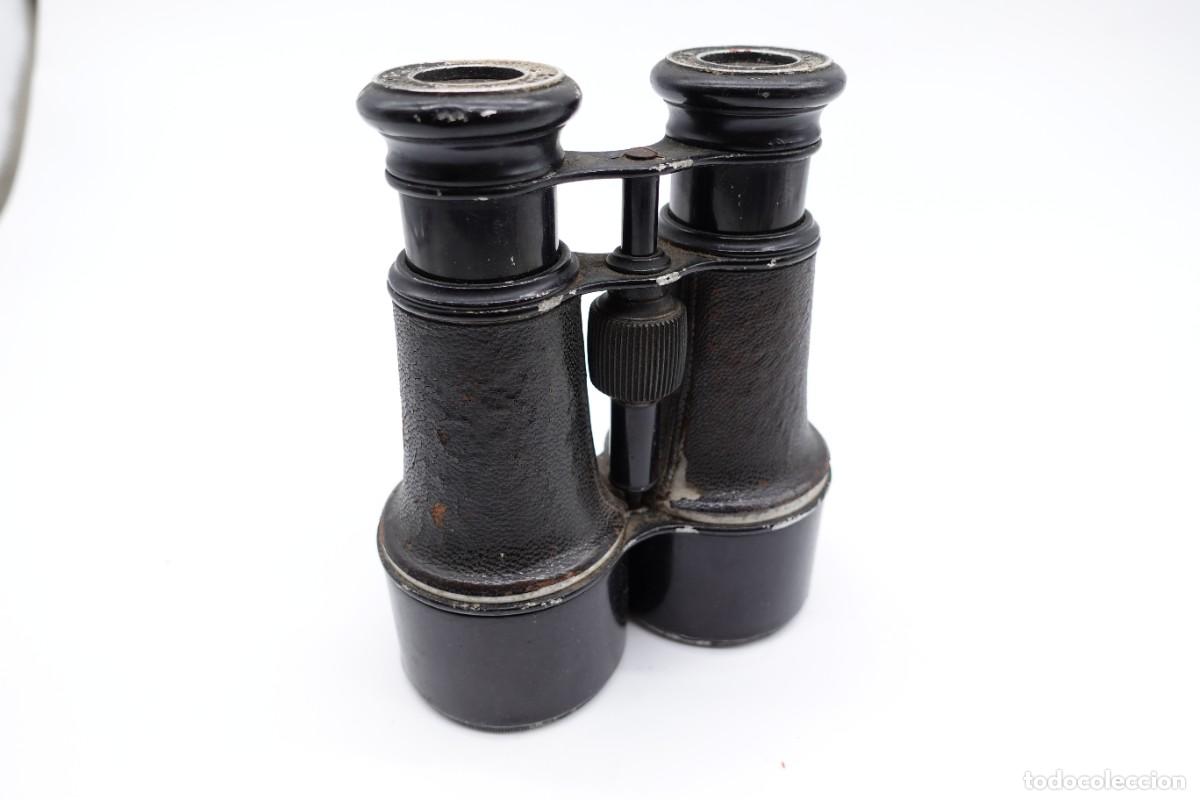 Antiquit&auml;ten: PRISM&Aacute;TICOS ANTIGUOS DE MILITAR O DE CAMPO EN METAL Y CUERO NEGRO