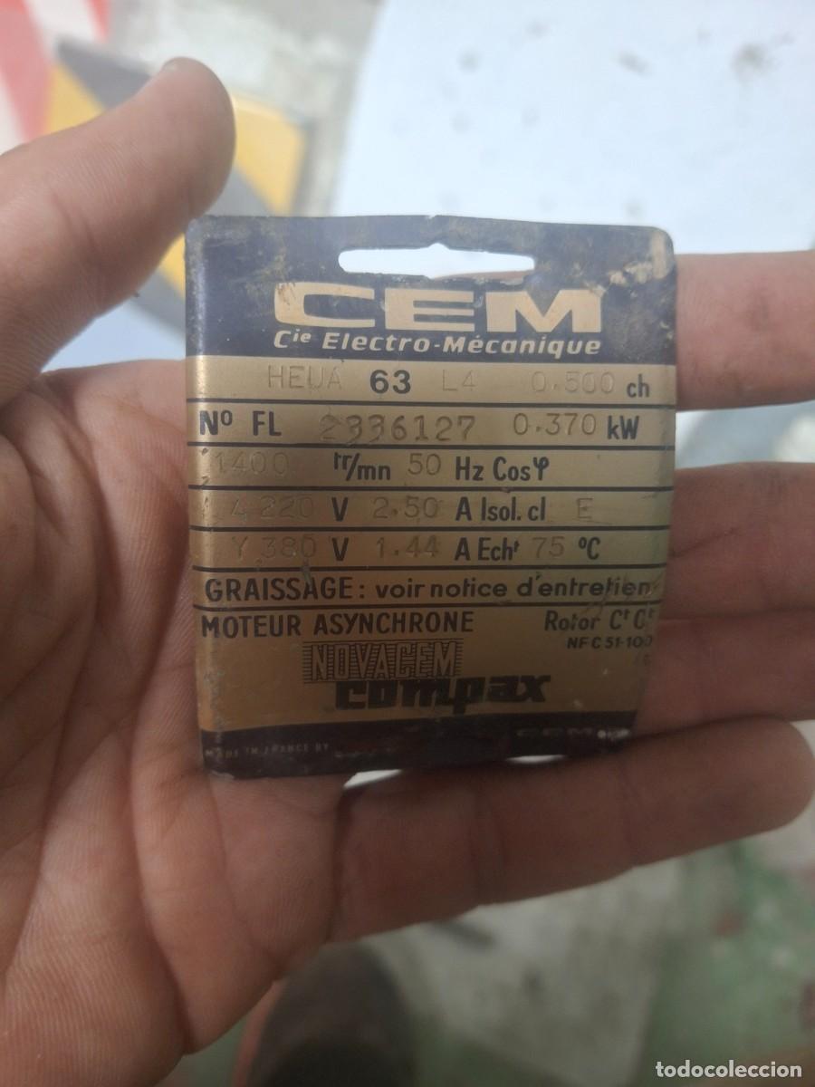 Antig&uuml;edades: Antigua placa ficha t&eacute;cnica generador alternador motor as&iacute;ncrono el&eacute;ctrico NOVACEM Compax HEUA 63