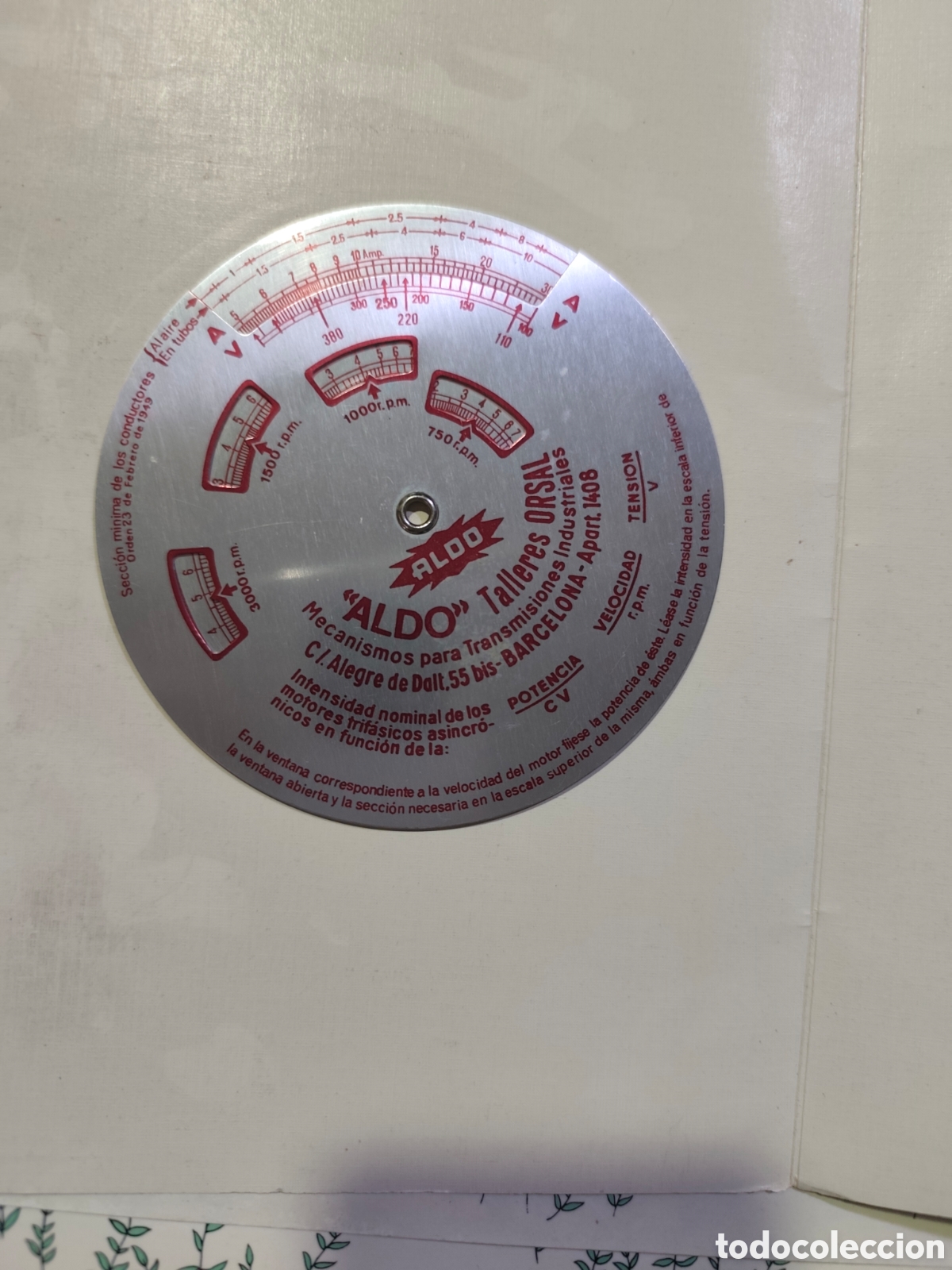 Antig&uuml;edades: Regla calculo circular ALDO vintage metalica