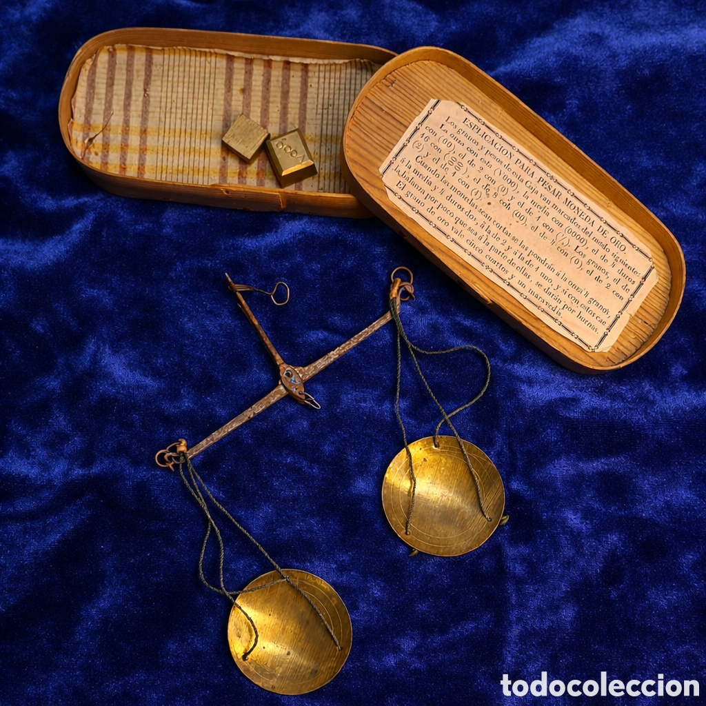 Antig&uuml;edades: Balanza de hierro y lat&oacute;n para pesar oro