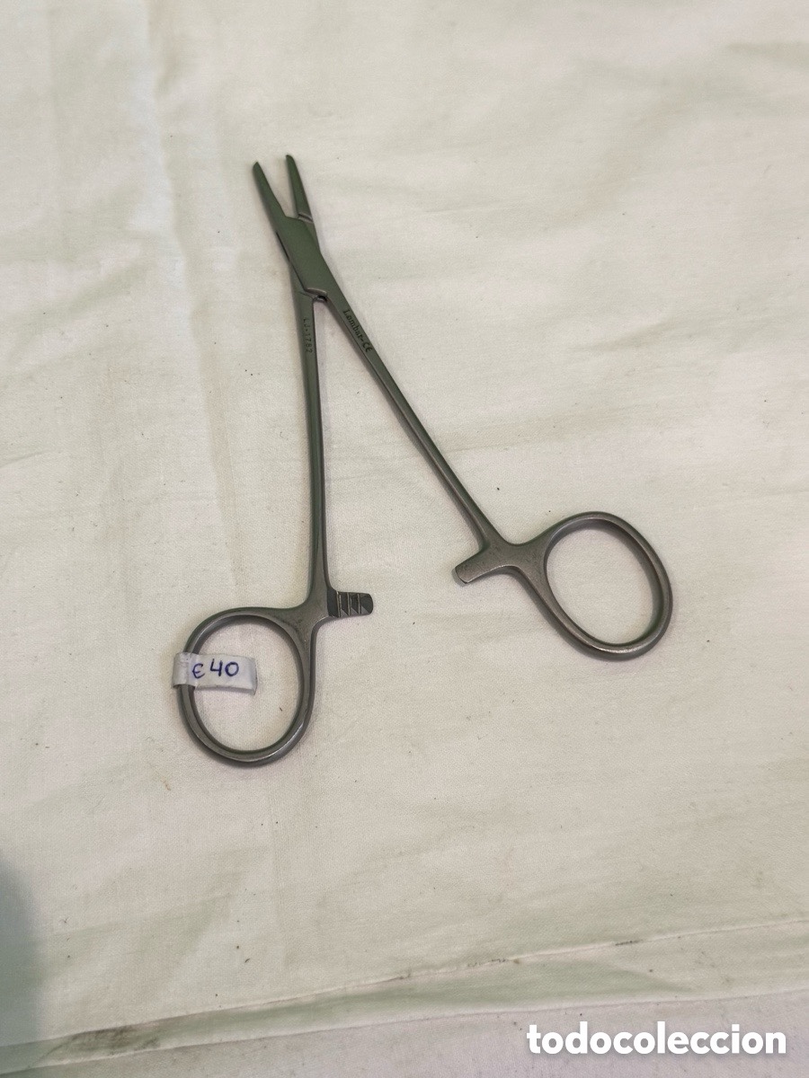 Oggetti Antichi: Antigua pinza quir&uacute;rgica m&eacute;dica Lombart CE acero inoxidable instrumental cirug&iacute;a