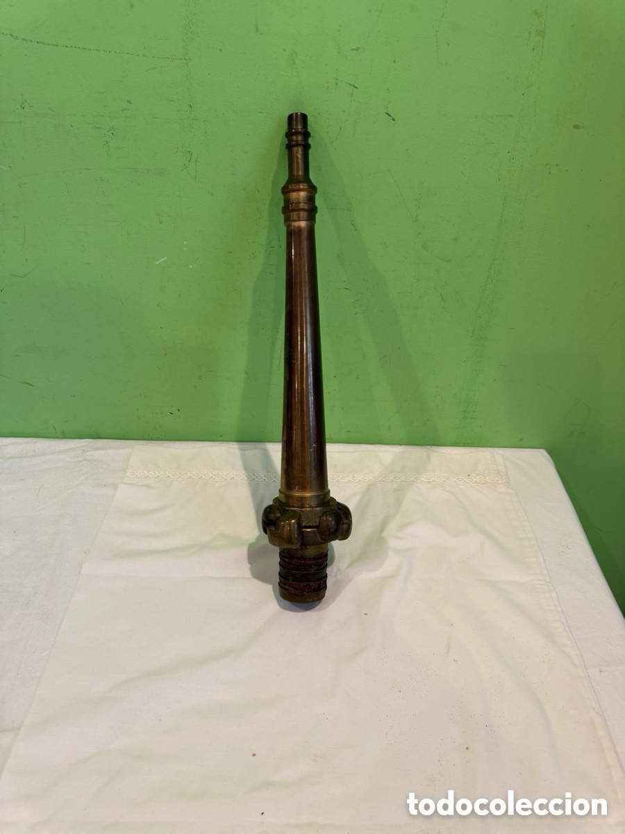 Antiques: Aut&eacute;ntica antigua lanza de bomberos en bronce macizo pieza industrial naval original a&ntilde;os 1920-1950