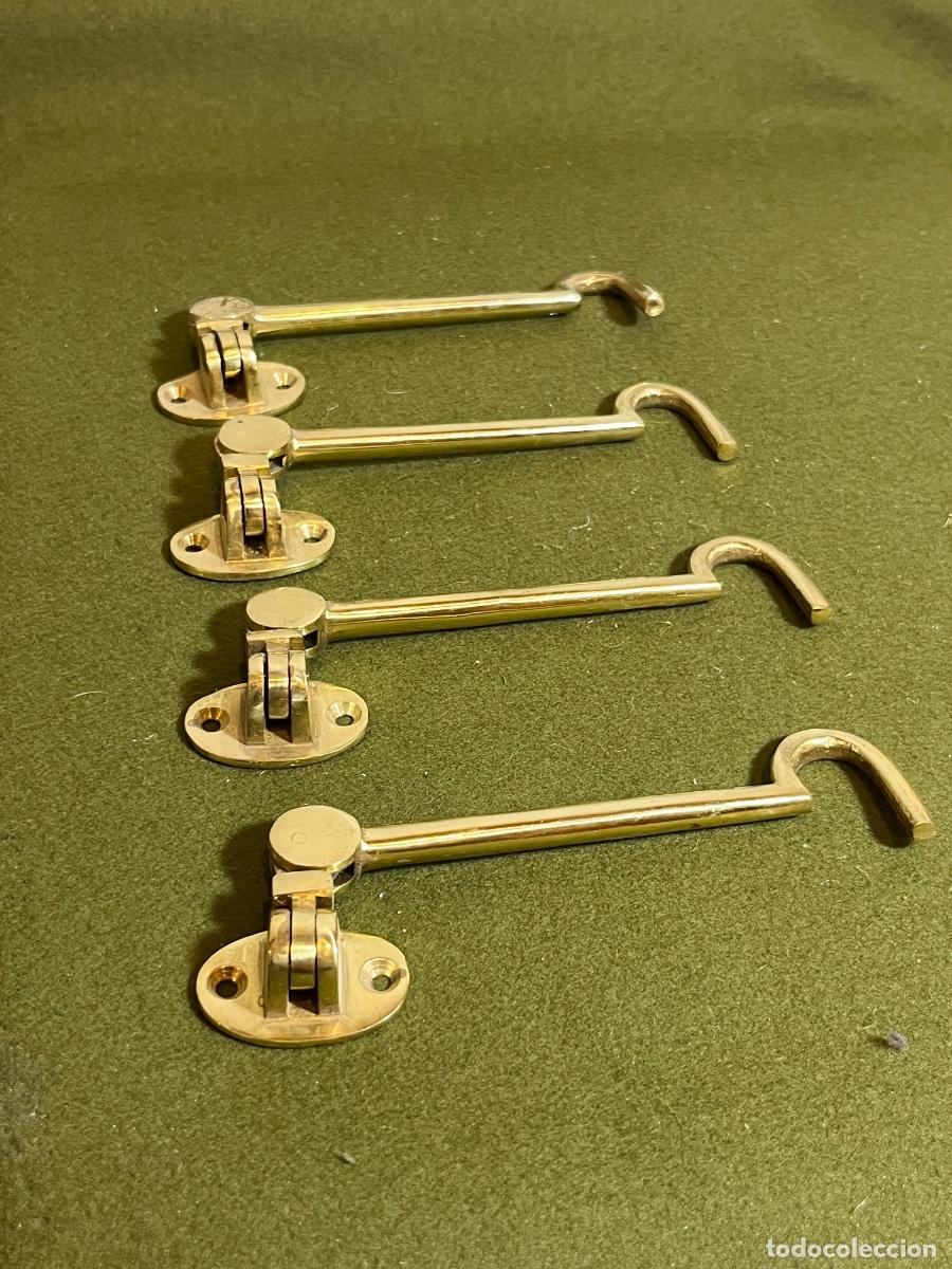 Oggetti Antichi: Lote 4 retenedores de puerta vintage cromados ganchos de viento cabin hooks herrajes antiguos herraj