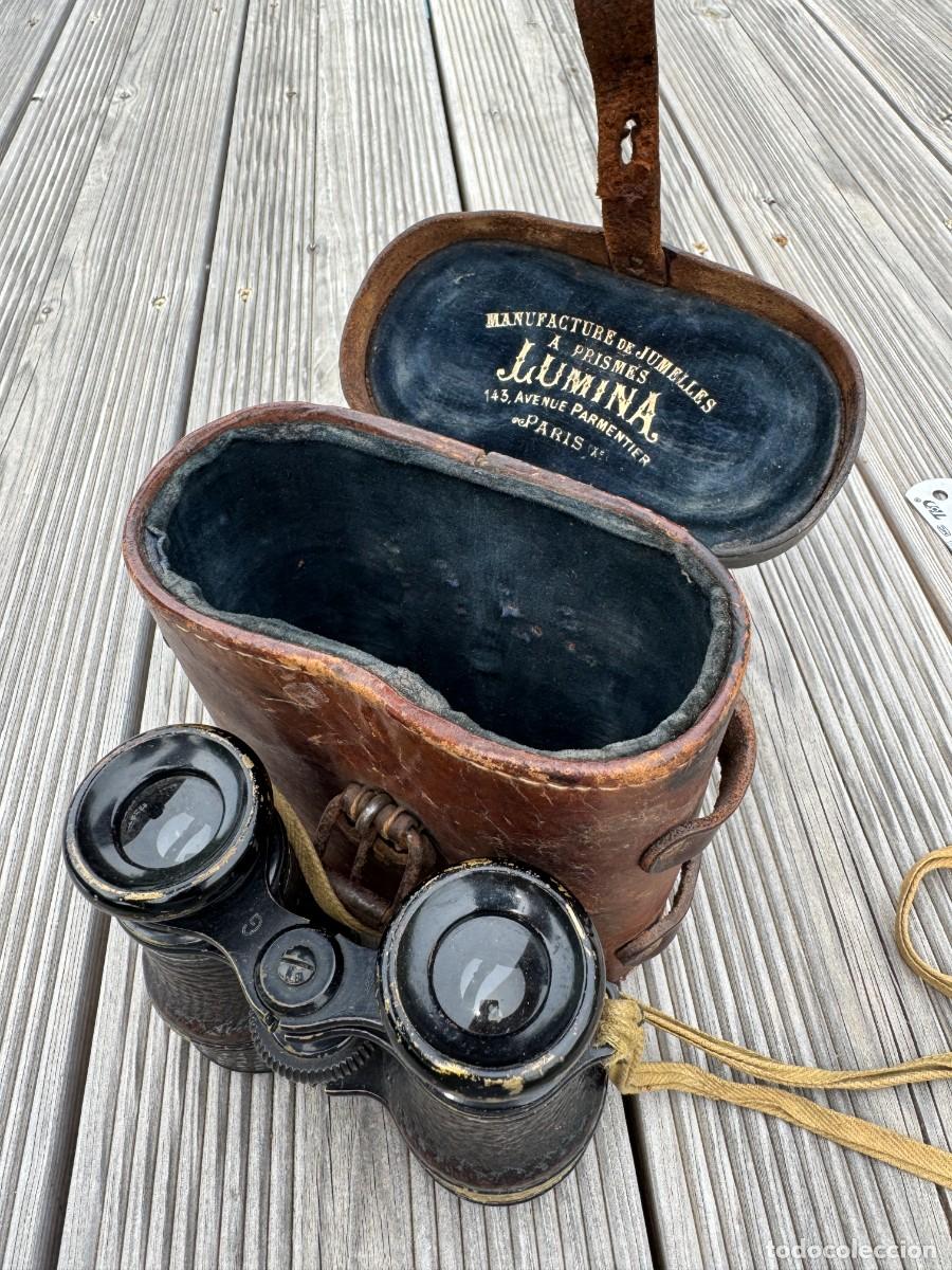 Antig&uuml;edades: Binoculares franceses antiguos Colmont &rdquo;Jumelles Nationales&rdquo; (ca. 1900&ndash;1920) con estuche original de