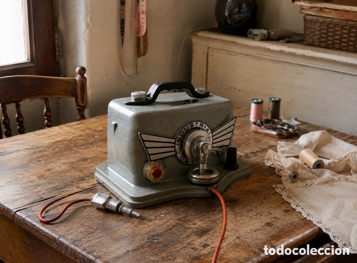 Antig&uuml;edades: Antigua m&aacute;quina de coser Industrial Vintage (Funciona), Pieza de museo o decoraci&oacute;n del taller