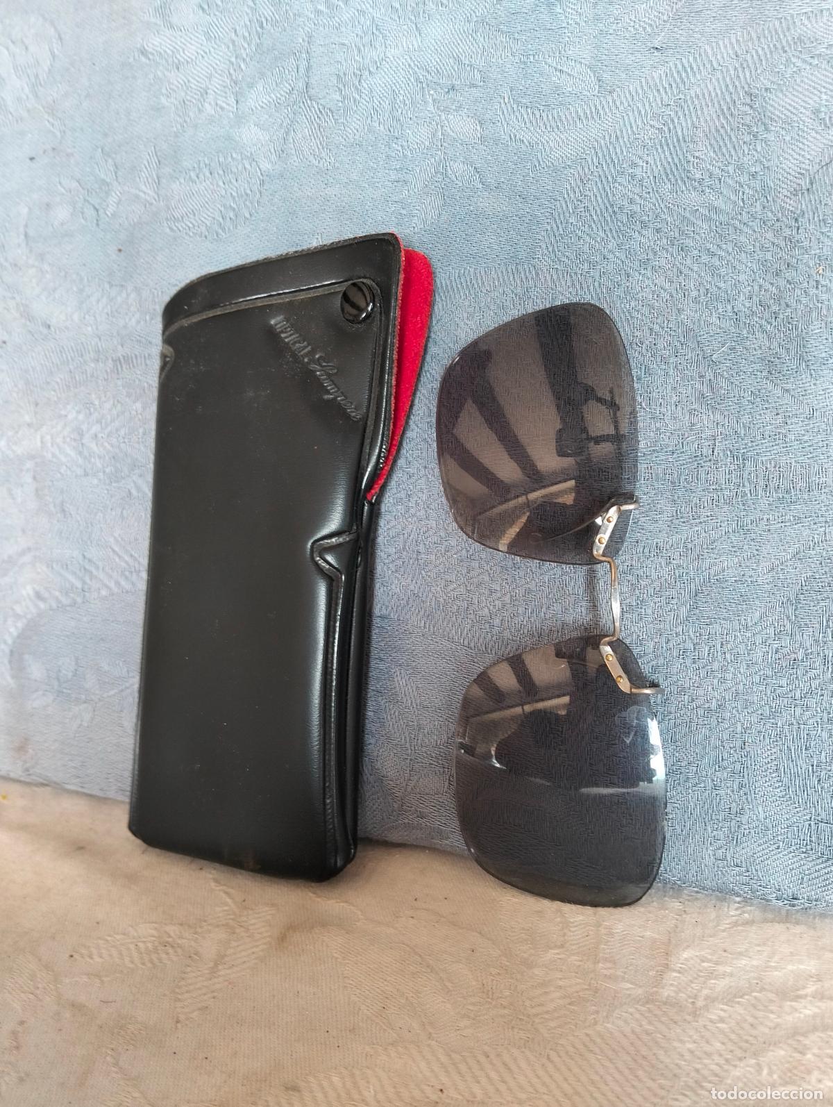 Antiquit&auml;ten: Antiguas gafas de sol sin montura color negro con funda recambio repuesto a&ntilde;os 50-60