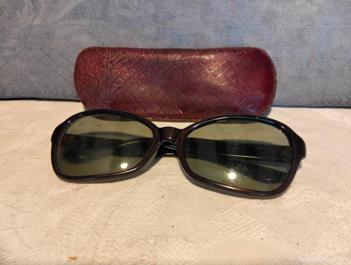 Antiquit&auml;ten: Gafas de sol antiguas vintage a&ntilde;os 80-90 con funda, marrones alora indo