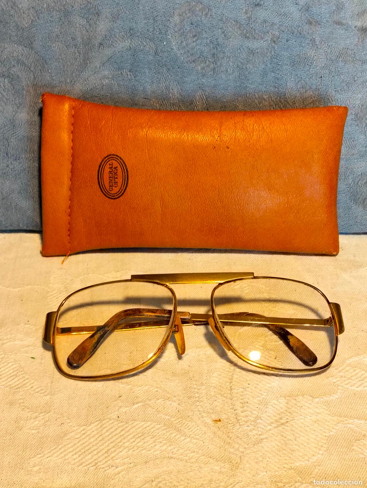 Antiquit&auml;ten: Gafas de ver antiguas vintage a&ntilde;os 70-80-90 con funda doradas met&aacute;licas
