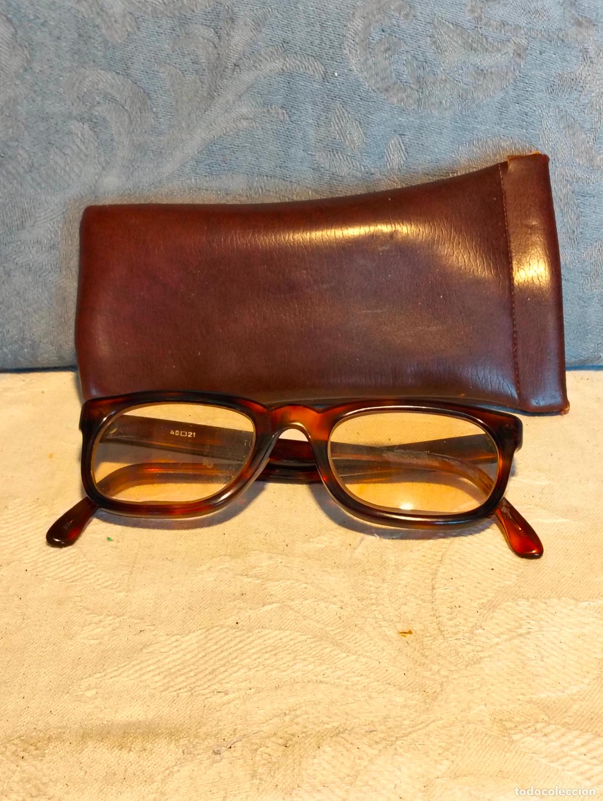 Antiquit&auml;ten: Gafas de ver antiguas vintage a&ntilde;os 70-80-90 con funda turin barbudo marrones de pasta