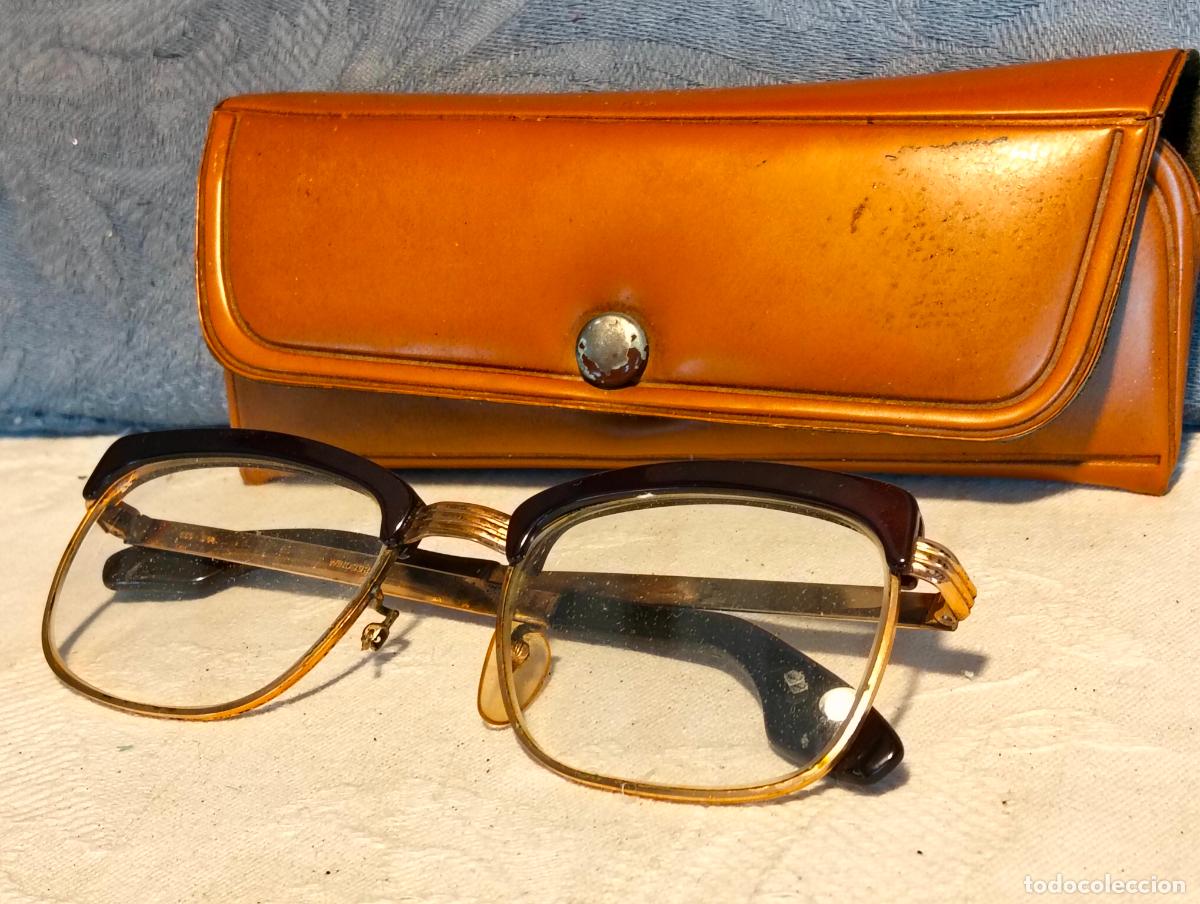 Antiquit&auml;ten: Gafas de ver antiguas vintage a&ntilde;os 70-80-90 con funda met&aacute;licas doradas