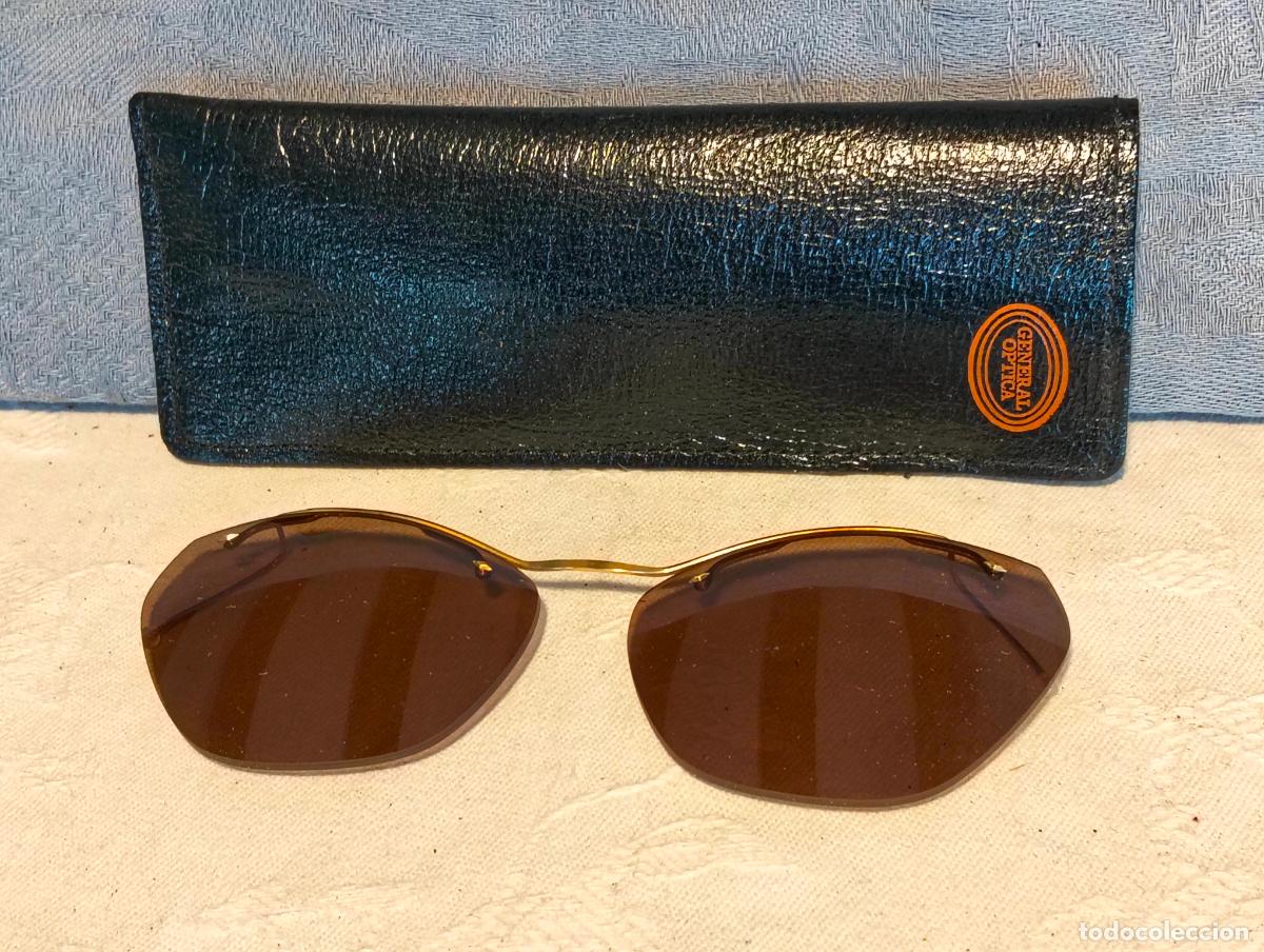 Antiquit&auml;ten: Gafas de sol antiguas vintage a&ntilde;os 70-80-90 met&aacute;licas con funda complemento para gafas de ver