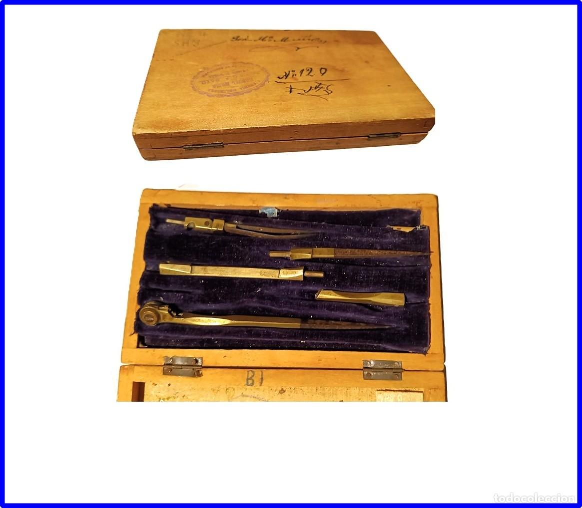 Antig&uuml;edades: Caja de juego de compases antiguo