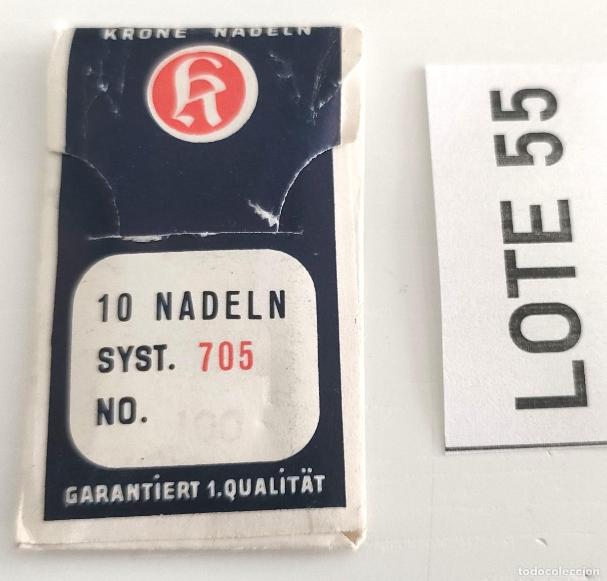 Antig&uuml;edades: Antiguo paquete con 9 agujas KRONE para m&aacute;quinas de coser n&uacute;mero 100 (lote55)
