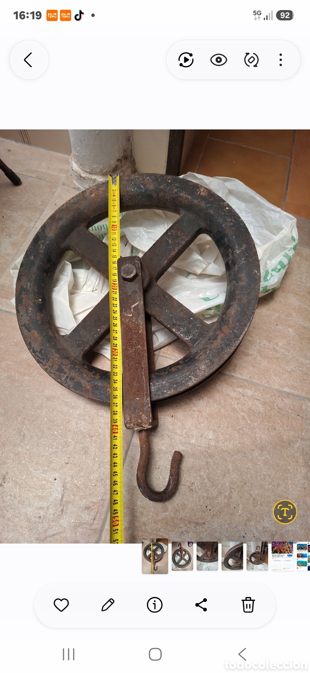 Antig&uuml;edades: Enorme polea industrial de hierro forjado. - Foto 2