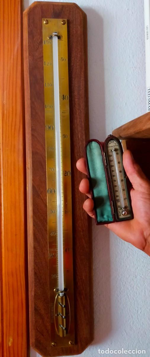 Antig&uuml;edades: Term&oacute;metro Ingl&eacute;s de viaje, de mercurio fabricado por Robson.