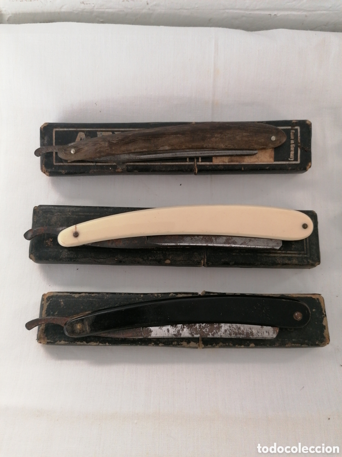 Antig&uuml;edades: Lote 6 navajas de afeitar de barbero - Foto 4