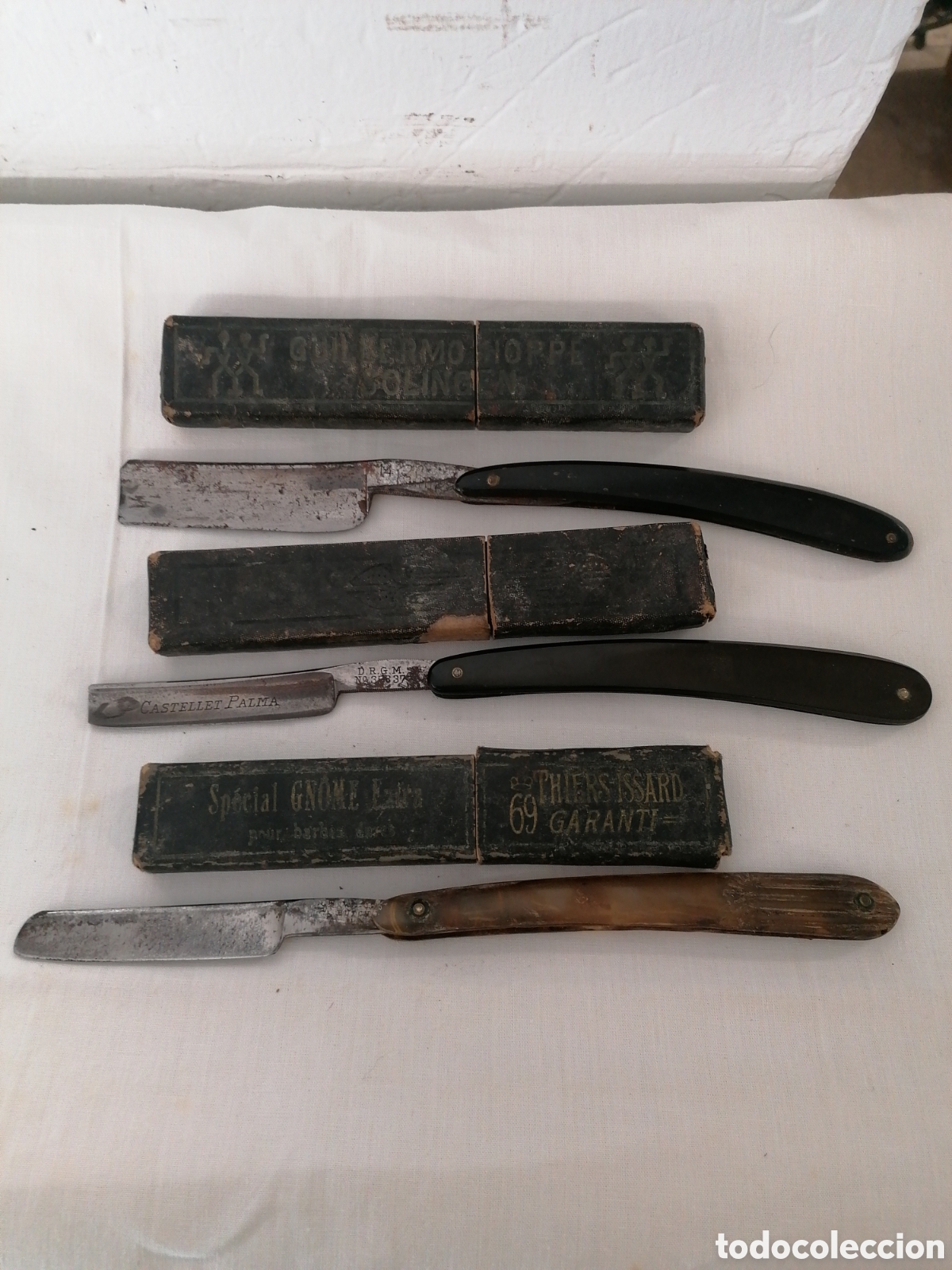 Antig&uuml;edades: Lote 6 navajas de afeitar de barbero - Foto 7