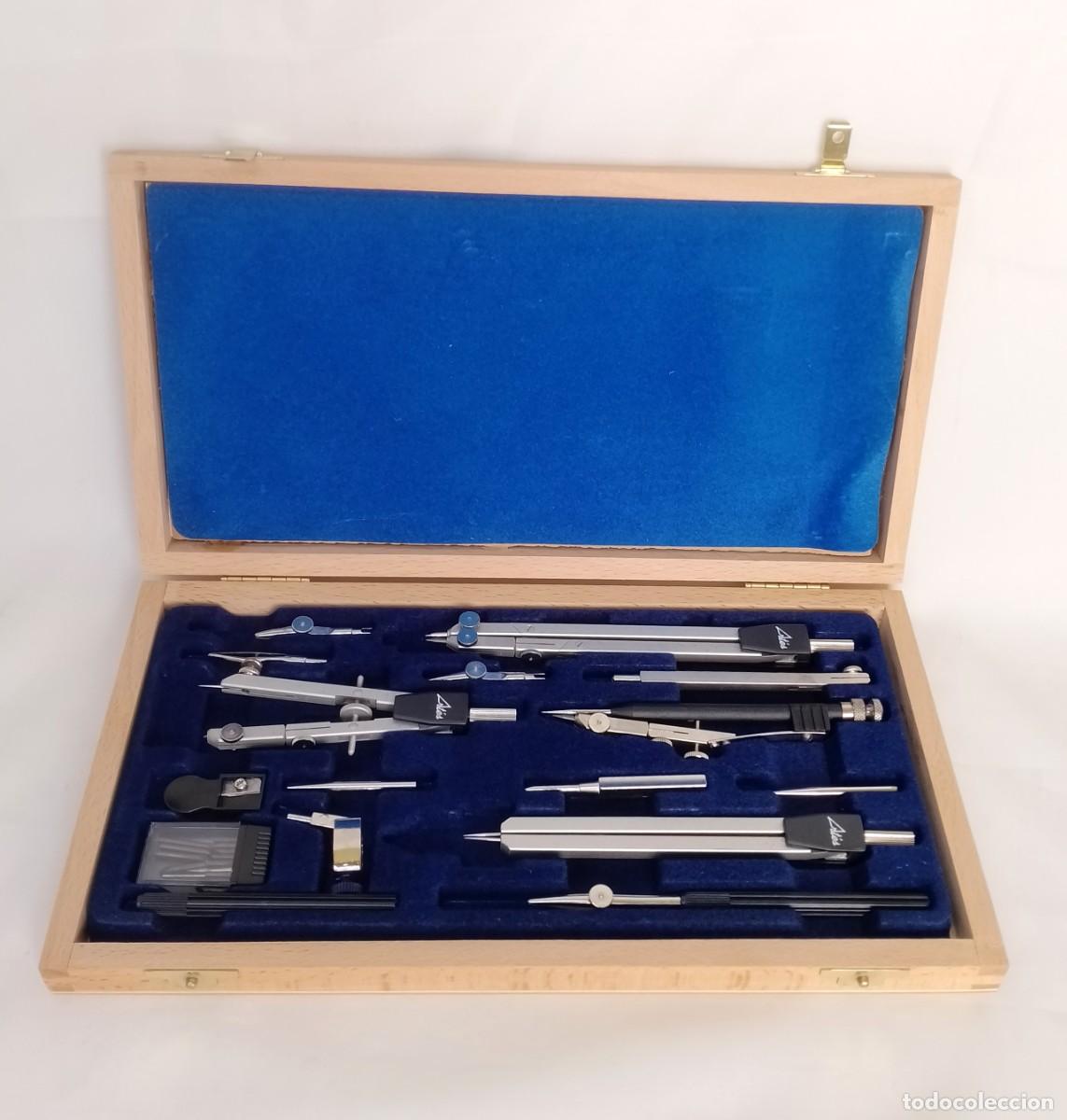 Antig&uuml;edades: ESTUCHE DE COMPASES Y TIRAL&Iacute;NEAS. MARCA &rdquo;ARTES&rdquo;. CAJA DE MADERA.