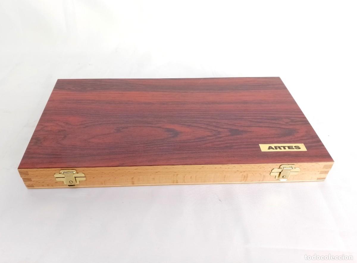 Antig&uuml;edades: ESTUCHE DE COMPASES Y TIRAL&Iacute;NEAS. MARCA &rdquo;ARTES&rdquo;. CAJA DE MADERA. - Foto 2