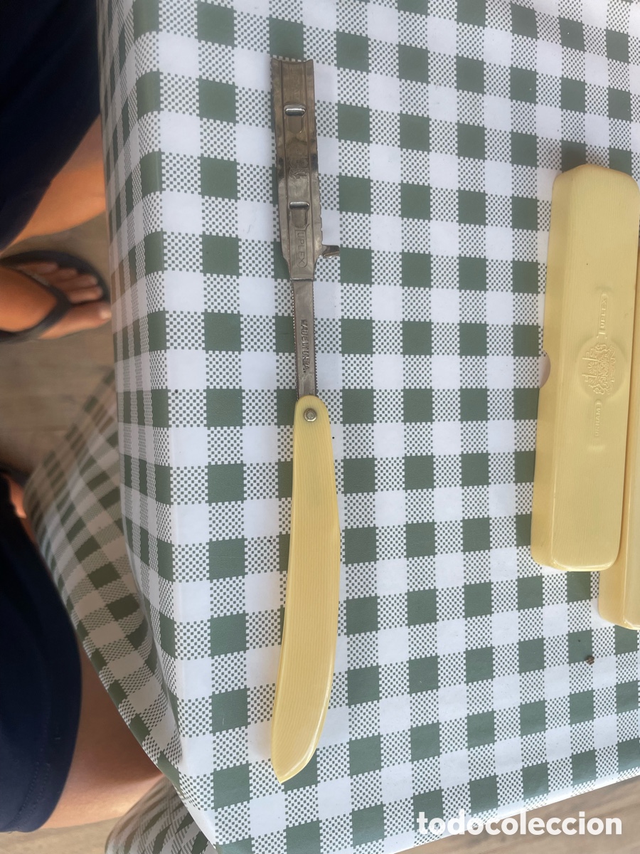 Antig&uuml;edades: Navaja de afeitar antigua Durham Duplex (Made in U.S.A.) con estuche original
