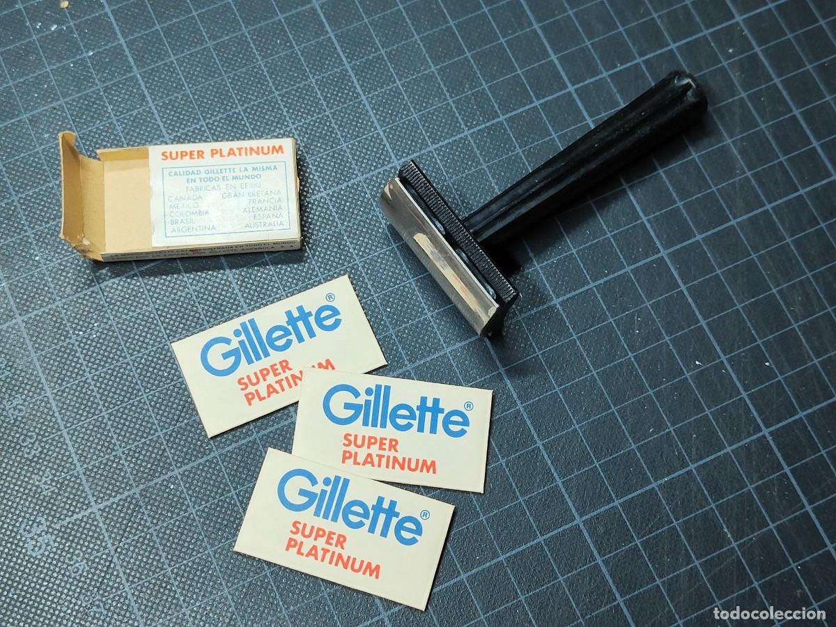 Antig&uuml;edades: Maquinilla de afeitar Gillette Black Beauty Super Adjustable - Fabricaci&oacute;n Francesa -Estuche y hojas