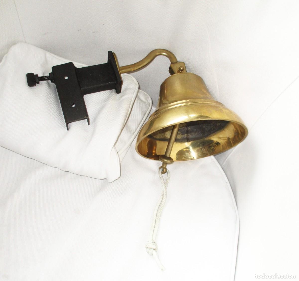 Antiques: CAMPANA DE BARCO CON SOPORTE.