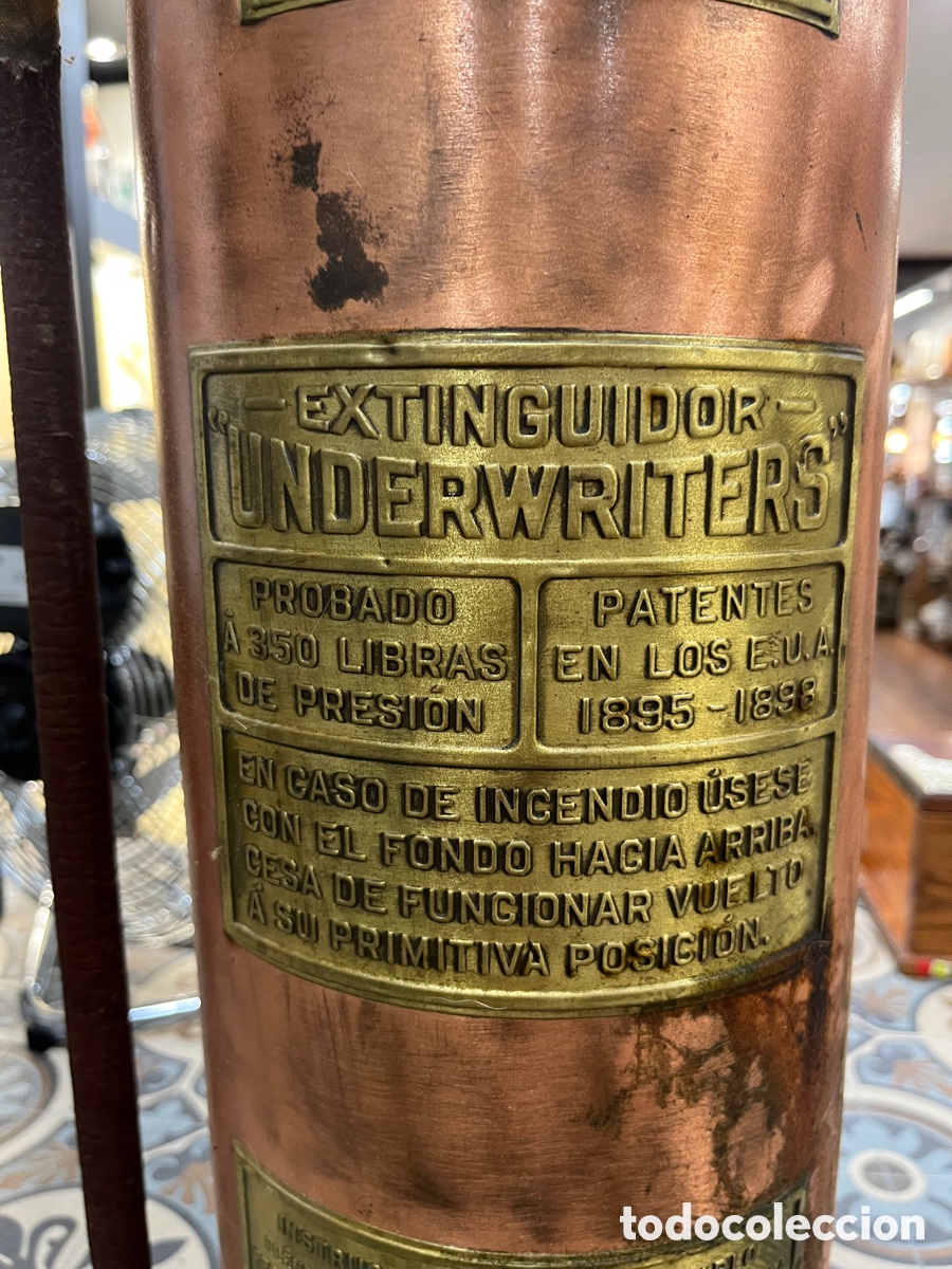 Antig&uuml;edades: ANTIGUO EXTINTOR EN COBRE UNDERWRITERS -SIGLO XIX