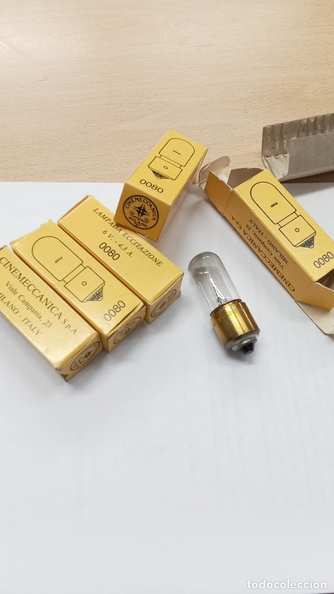 Antig&uuml;edades: Lote 5 L&aacute;mparas de Excitaci&oacute;n CINEMECCANICA 6V 4.3A - Nuevas (Vintage Cine)