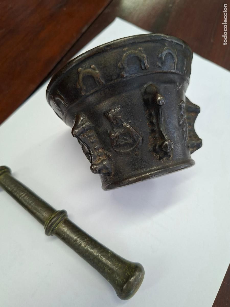 Antig&uuml;edades: MORTERO DE FARMACIA PEQ MUY ANTIGUO ORIGINAL RAREZA POR EL TAMA&Ntilde;O 7X10