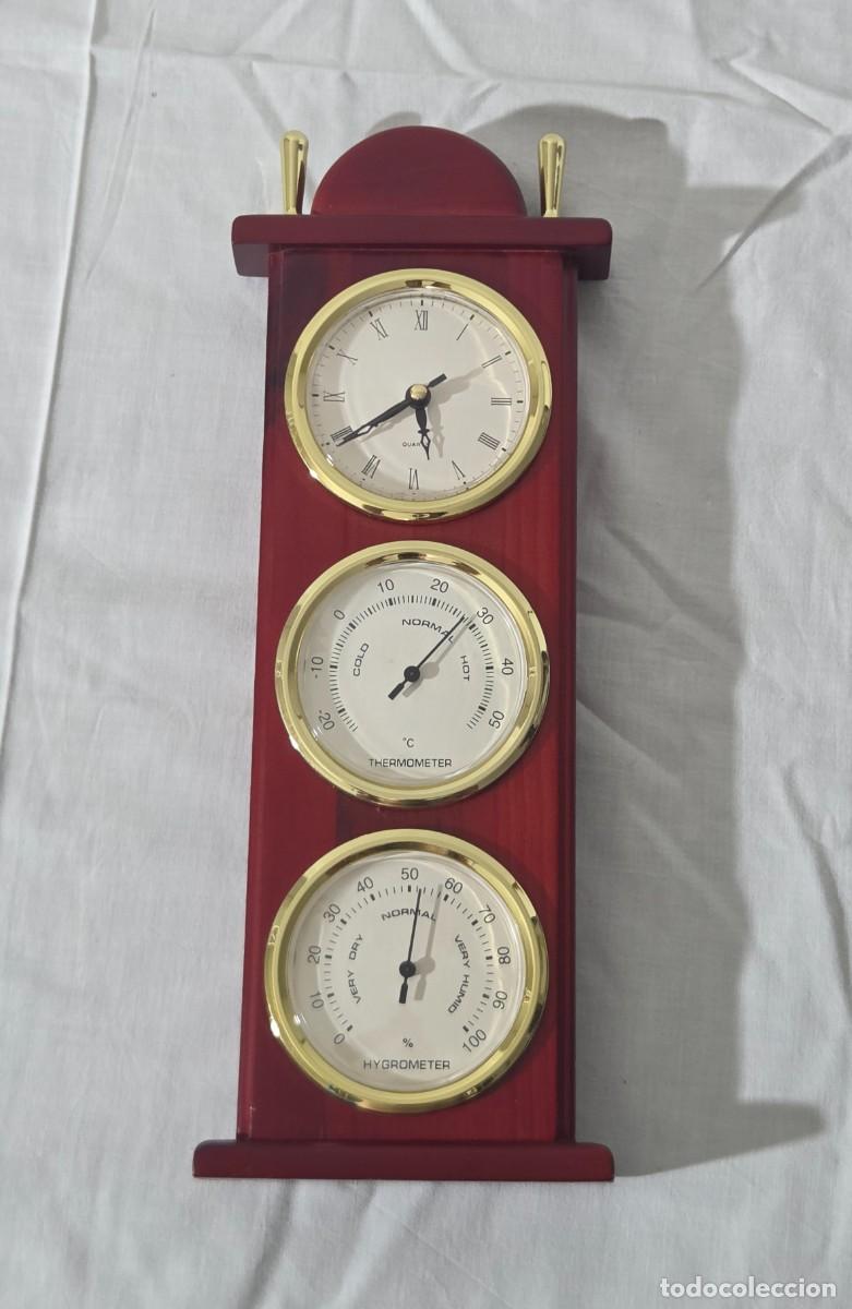 Antig&uuml;edades: Term&oacute;metro, reloj e higr&oacute;metro de pared, funcionando - Foto 1
