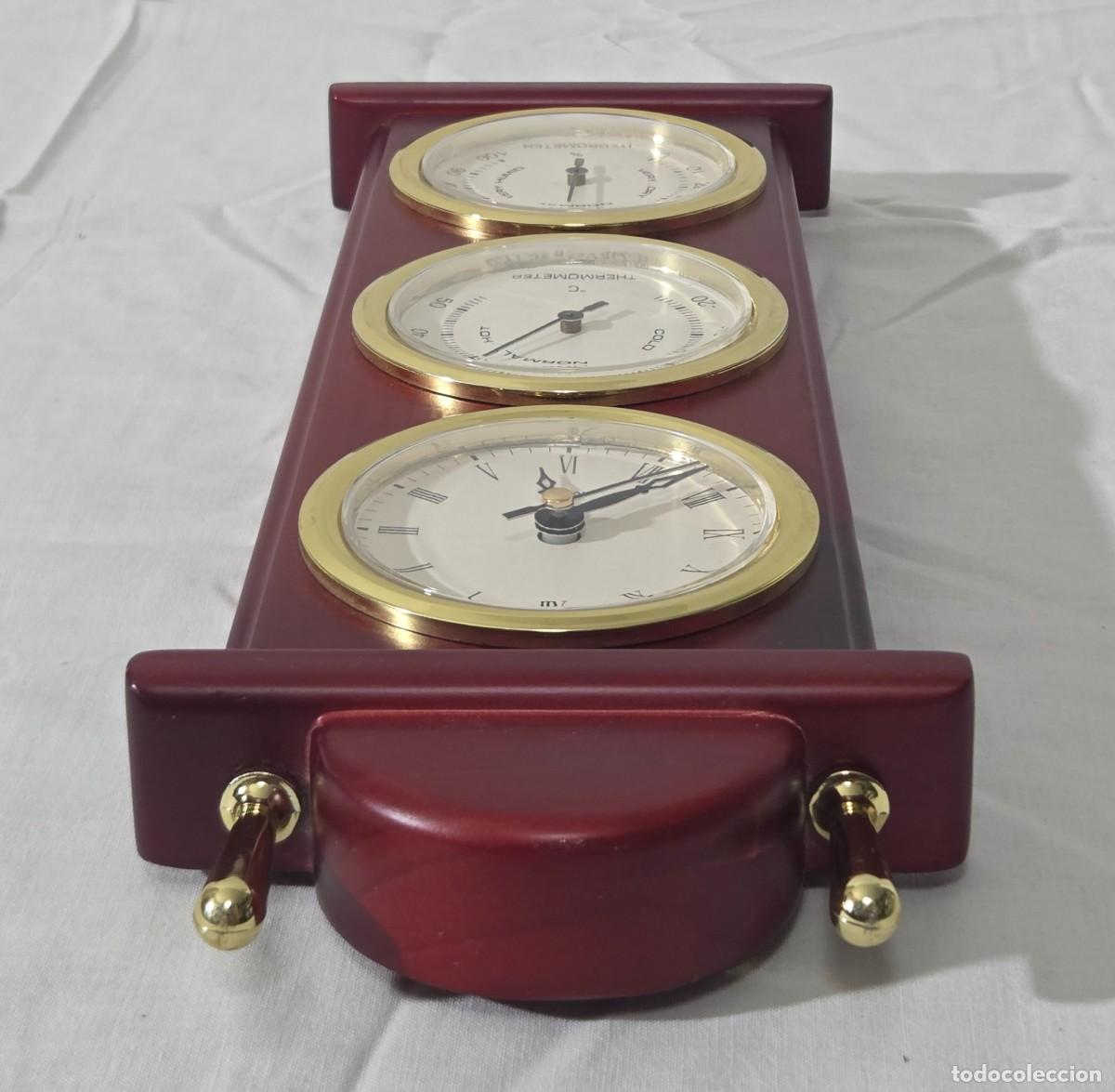 Antig&uuml;edades: Term&oacute;metro, reloj e higr&oacute;metro de pared, funcionando - Foto 7