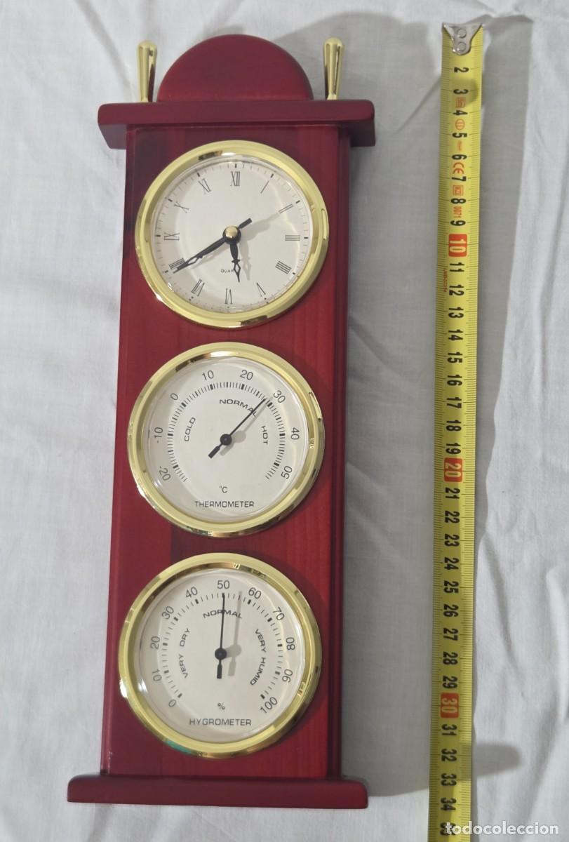 Antig&uuml;edades: Term&oacute;metro, reloj e higr&oacute;metro de pared, funcionando - Foto 14