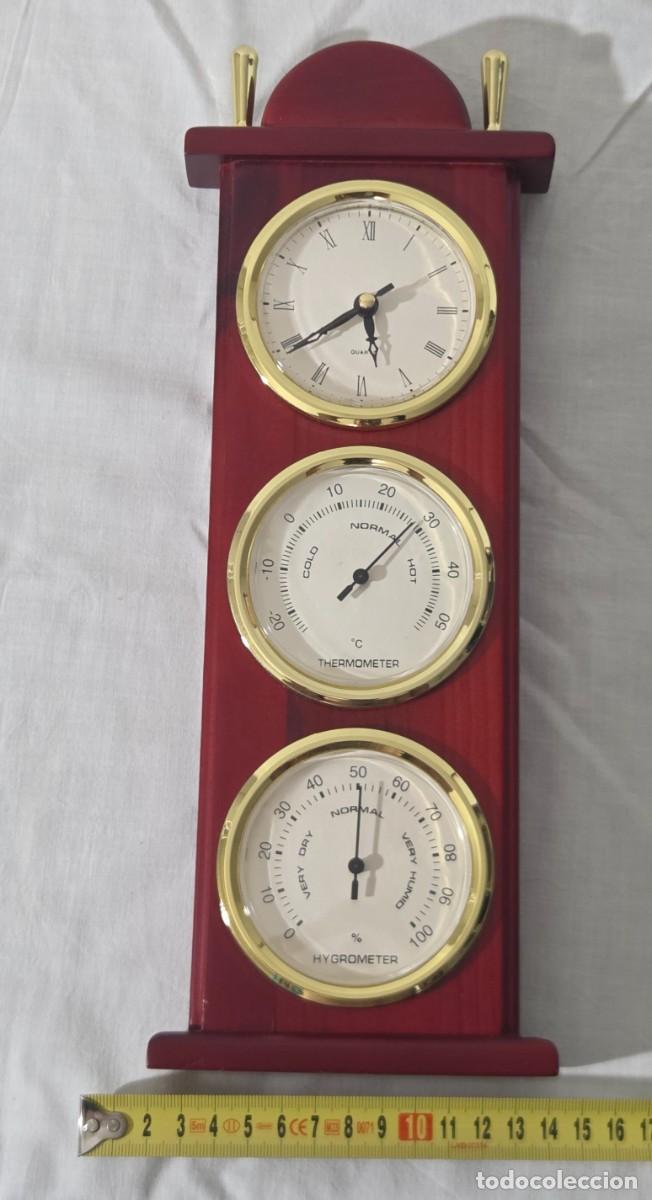 Antig&uuml;edades: Term&oacute;metro, reloj e higr&oacute;metro de pared, funcionando - Foto 15