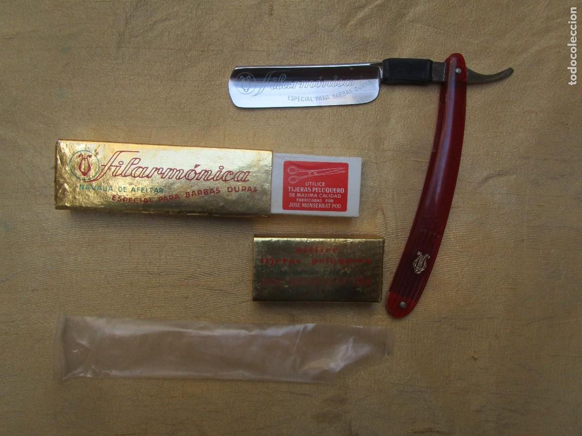 Antig&uuml;edades: NAVAJA AFEITAR RAZOR RASOIR FILARMONICA BARBAS DURAS, JOSE MONSERRAT POU N&ordm; 13. NUNCA USADA + INFO