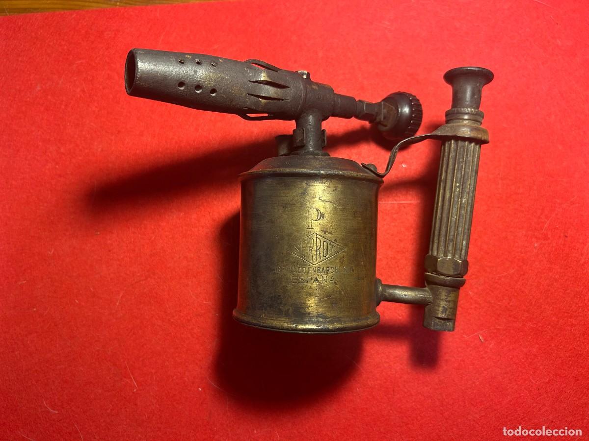 Antig&uuml;edades: soplete soldador SERROT de bronce antiguo, fabricado en barcelona, de fontanero o electricista
