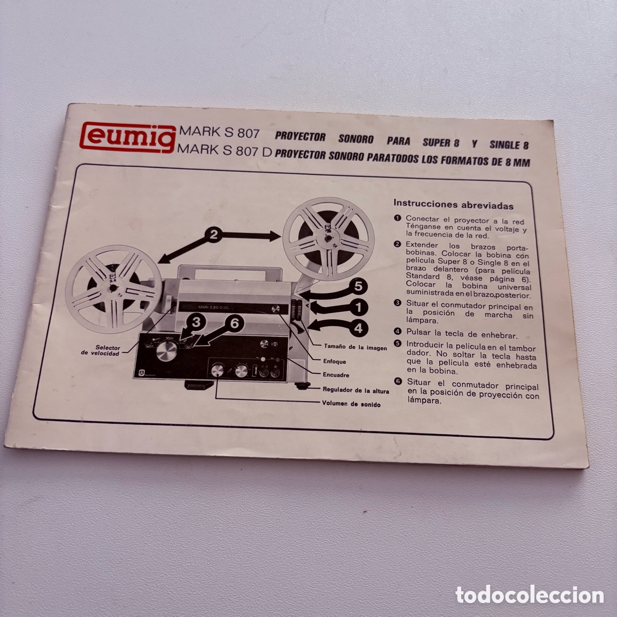 Antig&uuml;edades: manual de instrucciones proyector super 8 eumig mark s 807 d de 1975