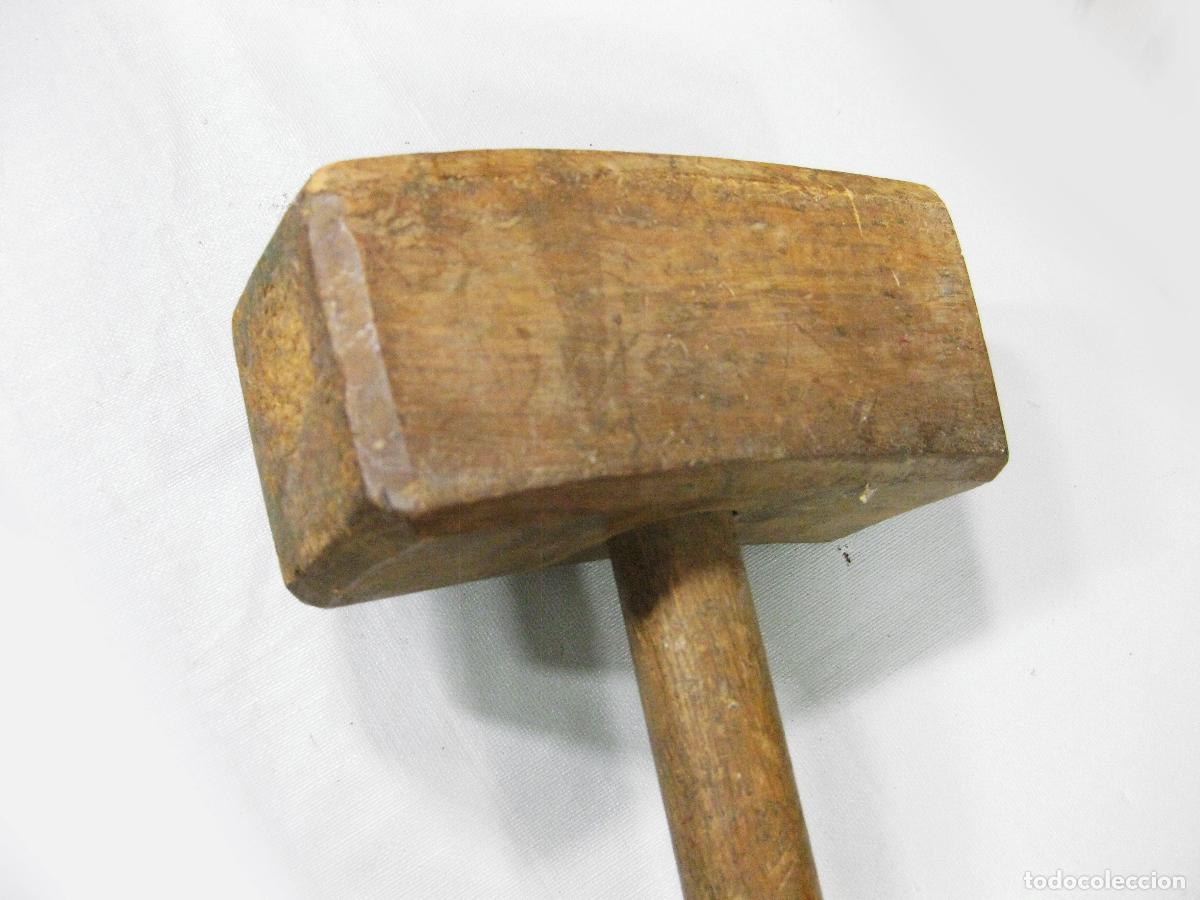 Antig&uuml;edades: ANTIGUO MARTILLO DE MADERA DE CARRETERO O CARPINTERO - Foto 2