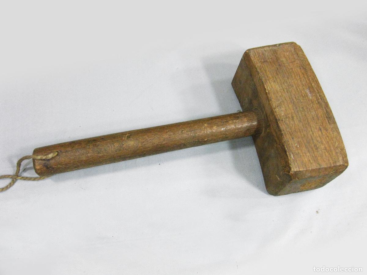 Antig&uuml;edades: ANTIGUO MARTILLO DE MADERA DE CARRETERO O CARPINTERO - Foto 3