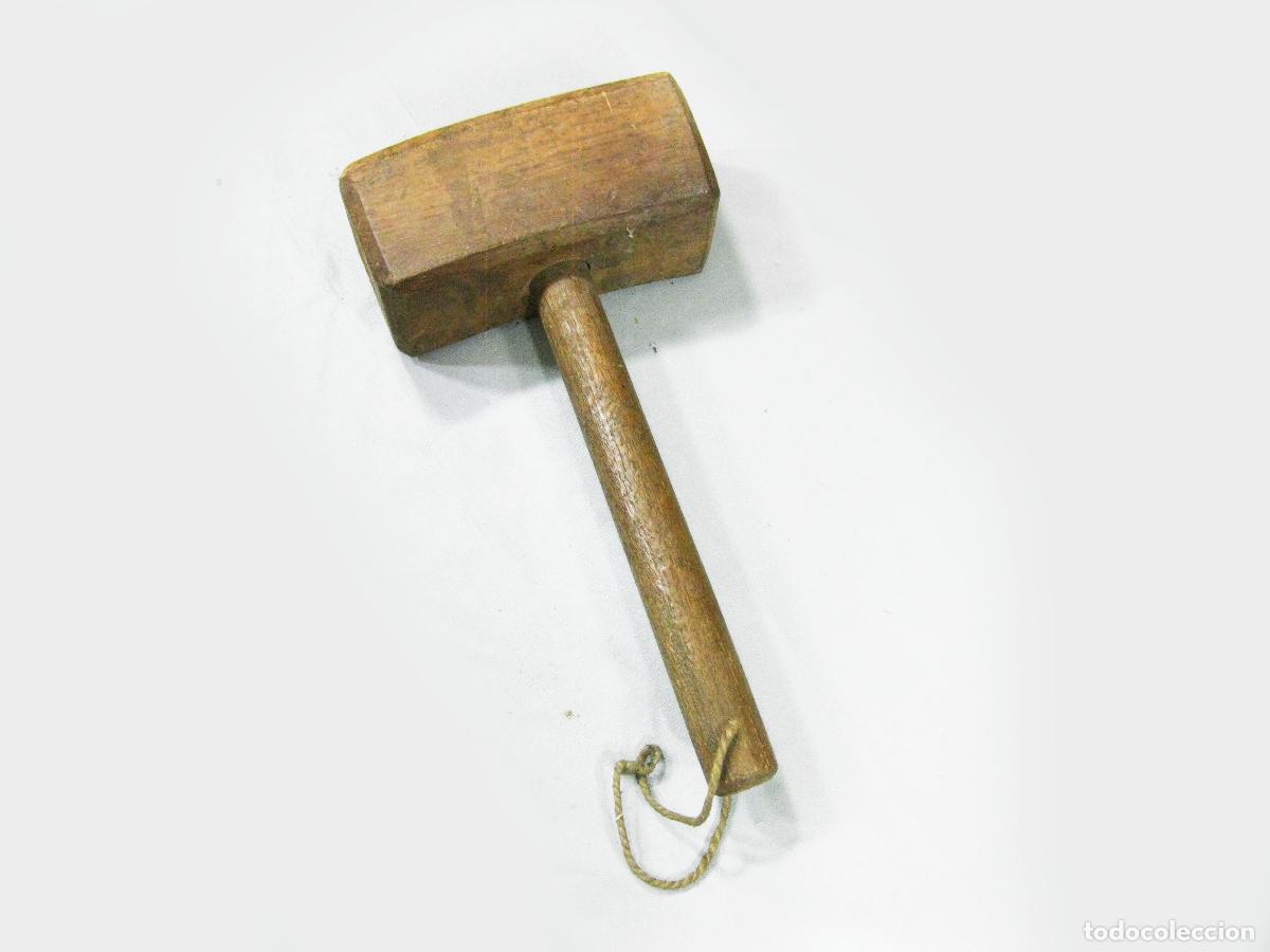 Antig&uuml;edades: ANTIGUO MARTILLO DE MADERA DE CARRETERO O CARPINTERO