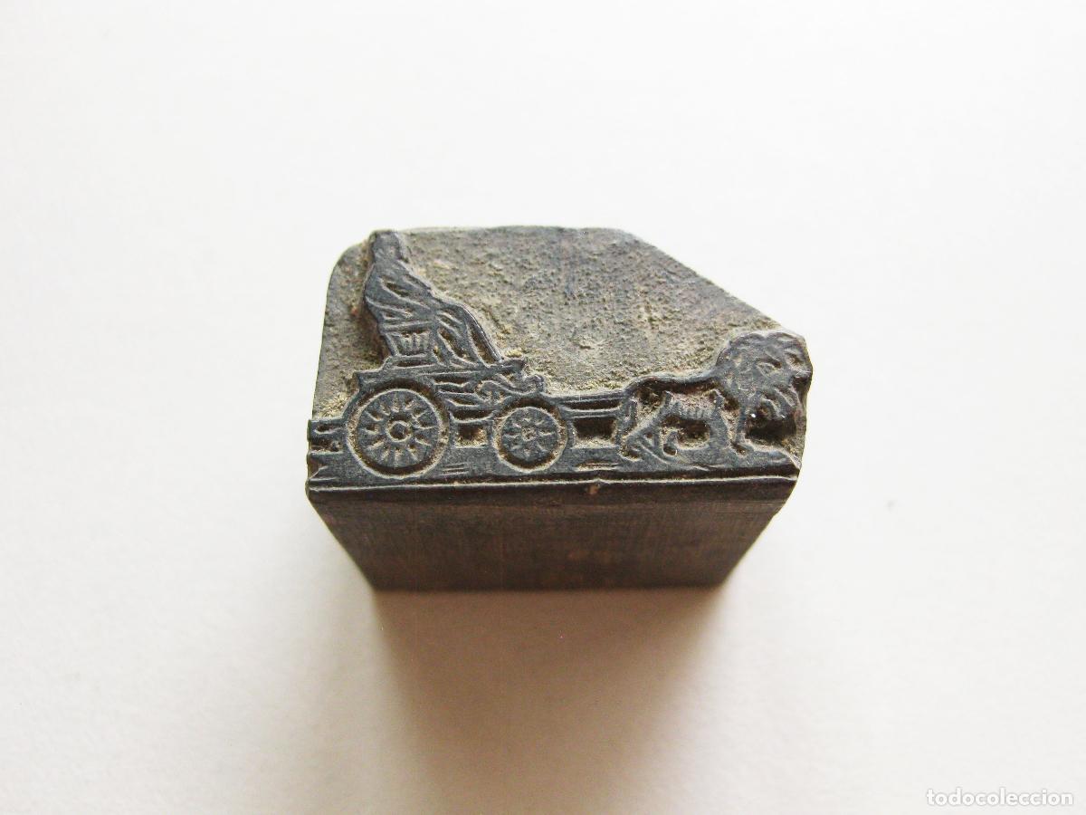Antig&uuml;edades: TIPO DE IMPRENTA CON LA IMAGEN DE LA FUENTE DE LA CIBELES TALLADA EN MADERA. SELLO O TAMP&Oacute;N DE TINTA