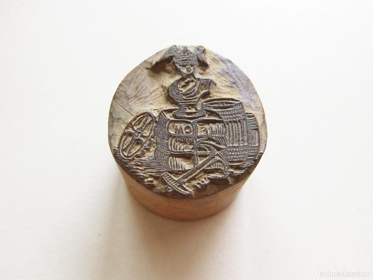 Antig&uuml;edades: ANTIGUO TIPO DE IMPRENTA DE COMERCIO. DIOS HERMES, FARDOS, BARRILES Y ANCLA. SELLO O TAMP&Oacute;N DE TINTA