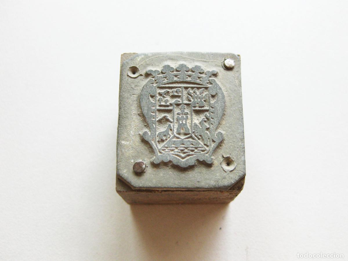 Antig&uuml;edades: TIPO DE IMPRENTA CON LA IMAGEN DEL ESCUDO DE MADRID. SELLO O TAMP&Oacute;N DE TINTA
