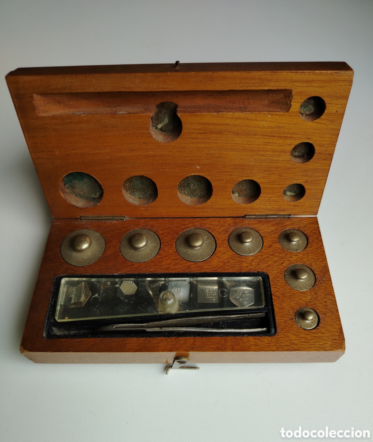 Antig&uuml;edades: Antigua caja de pesas de precisi&oacute;n , vintage