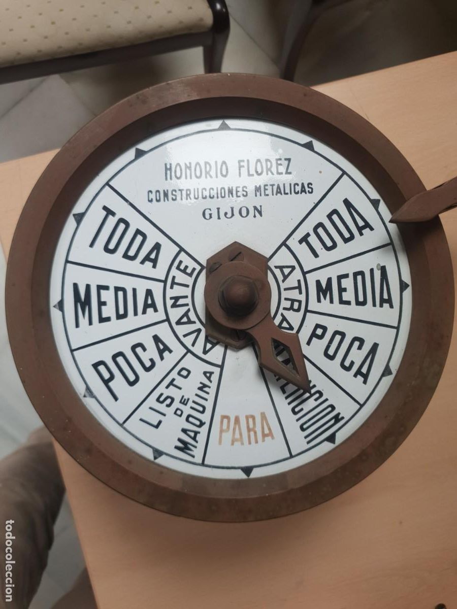 Antig&uuml;edades: Antiguo telegrafo de ordenes de puente. Honorio florez. Construcciones met&aacute;licas. Gijon.