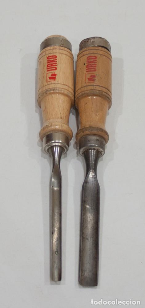 Antig&uuml;edades: 2 GUBIAS DE CARPINTERO URKO DE 7 Y 12 MMS. DE ANCHO DE CORTE.