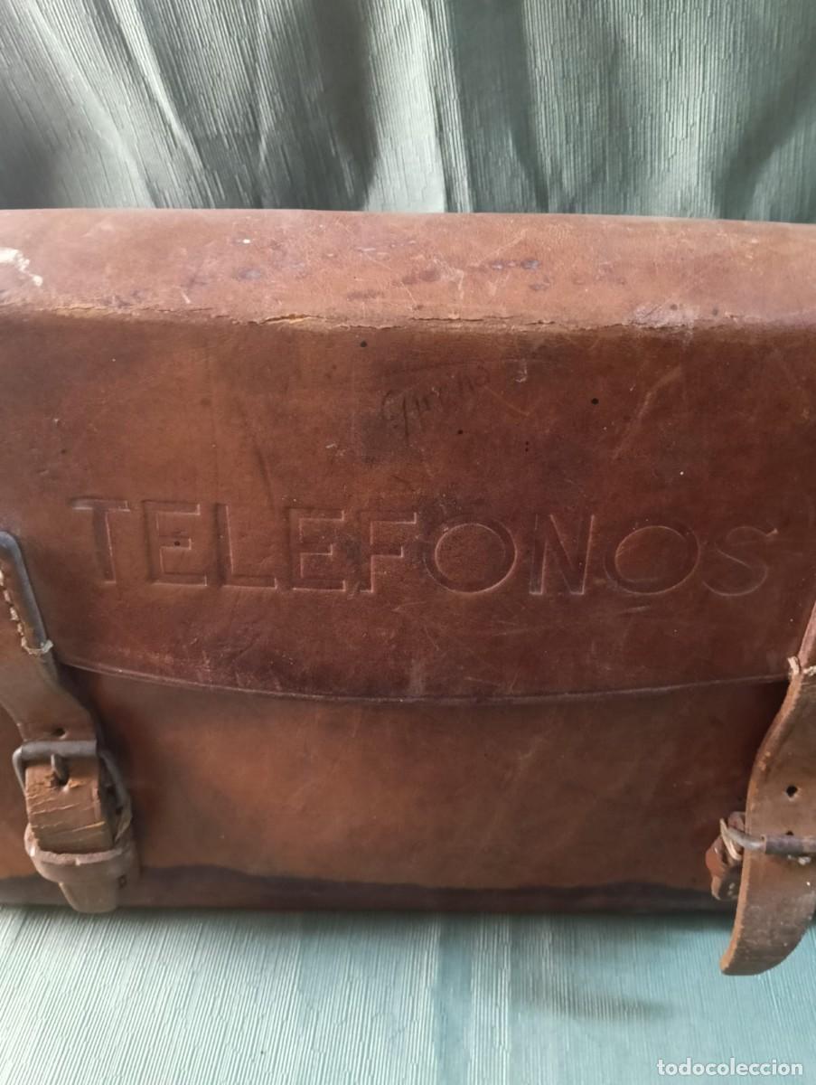 Tel&eacute;fonos: Antigua Cartera de Cuero T&eacute;cnico TELEF&Oacute;NICA - Vintage a&ntilde;os 60/70