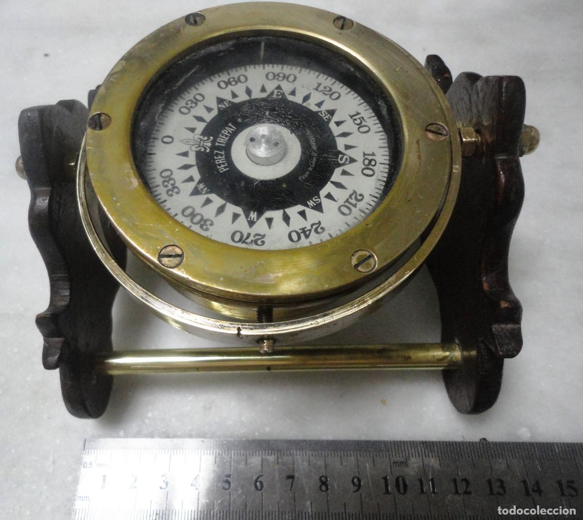 Antig&uuml;edades: BRUJULA DE BARCO TREPAT A&Ntilde;OS 60 PULIDA EN BASE - Foto 2