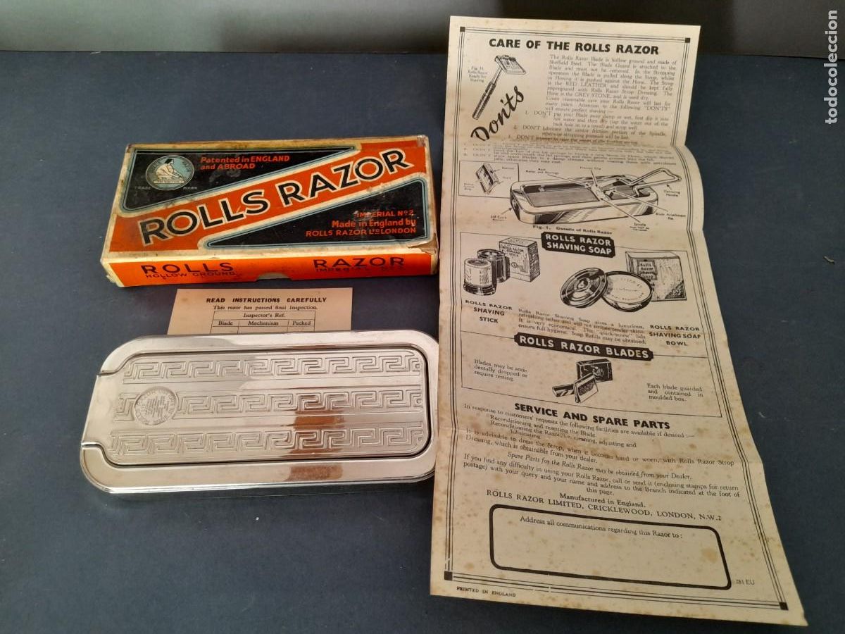 Antig&uuml;edades: afilador / suavizador de cuchillas/hojas de afeitar rolls razor, con hoja de instrucciones 16x8cm ap