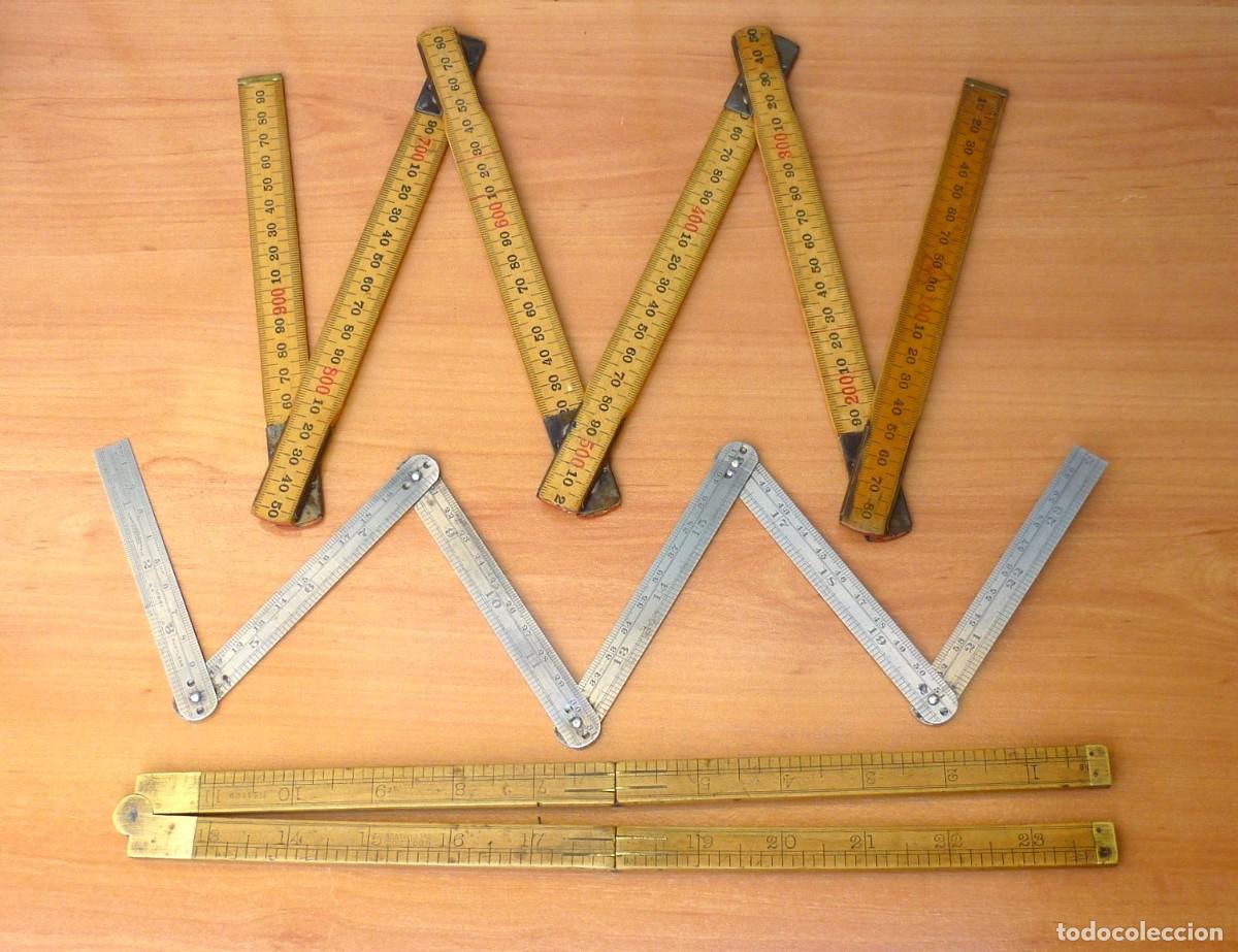 Antig&uuml;edades: Tres Antiguas Reglas Plegables de Carpinteros y Ingenieros. Chesterman. Rabone.
