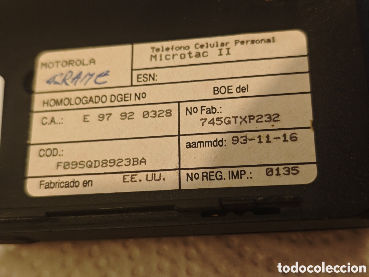 Tel&eacute;fonos: Antiguo Motorola Micro Tac II.... (Piezas). - Foto 6